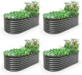 A ANLEOLIFE 6X3X2 ft Galvanized Raised Garden Beds Outdoor-4 Pack Oval Large Metal Deep Root Planter Box for Planting Vegetables Flowers Herb Anti-Rust &amp Easy-Setup Quartz Grey