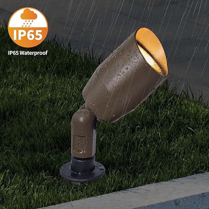VISTA 4 Pack Cast Aluminum Landscape Spotlights Low Voltage Landscape Lighting 100FT 14/2 Landscape Wire Spot Lights Outdoor with 4.5W MR16 LED Bulb for Yard Garden Lawn Tree (Bronze)