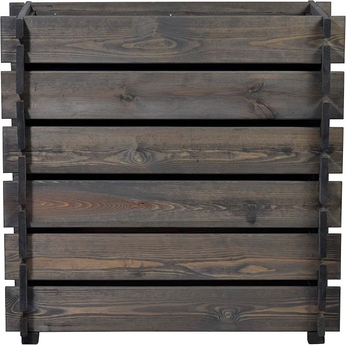 Raised Bed with Plug-in System Planter with Plant Film 79 x 37 x 79 cm Pine Wood Charcoal