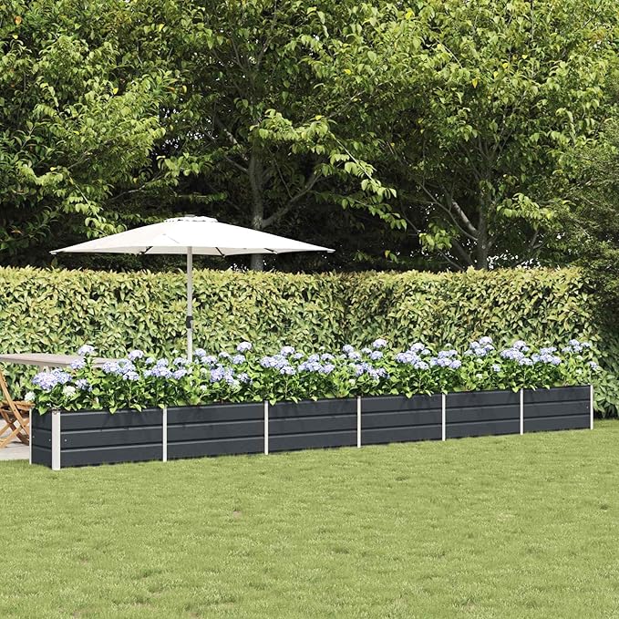 Outdoor Metal Raised Garden Bed Steel Planter Box for Gardening Vegetables Fruits Flowers Easy Assembly 228.35 x 19.69 x 17.72 in Anthracite-836