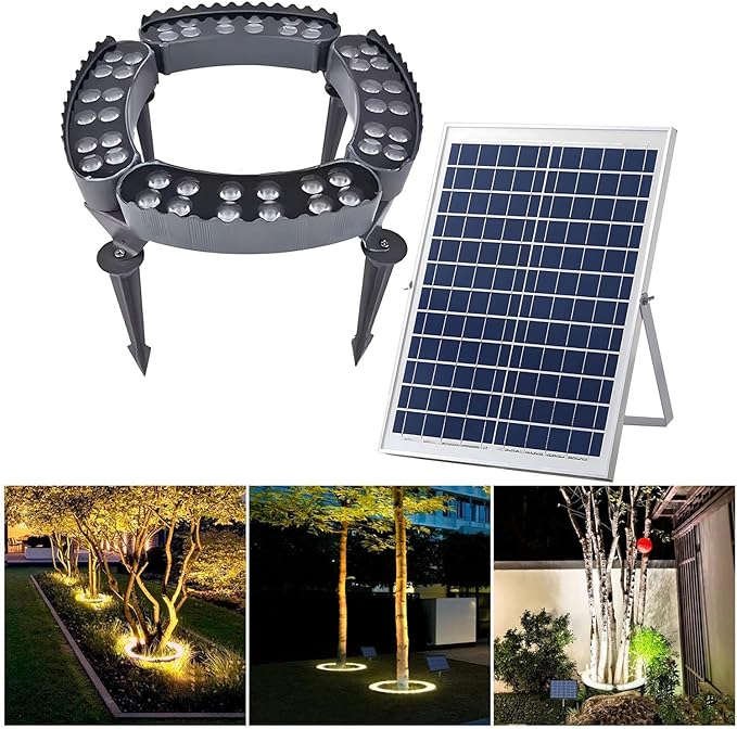 Garden Solar Lights LED Solar Landscape Spotlights for Big Tree Outdoor Ring Tree Light Made to Last(Yellow LightPack of 4)