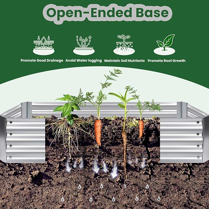 3-1 Galvanized Raised Garden Bed 73 x 37.4 x 36 inch Greenhouse Cover Outdoor Garden Yard Greenhouse Tent with Zipper Doors Garden Bed Planter Kit Box for Growing Flowers Fruits Vegetables