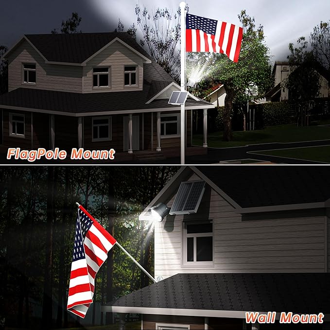 Ofuray Solar Flag Pole Light - Upgrade Big Solar Light for Outdoor Flagpole Dusk to Dawn with Remote Control Fits 0.5-4'' Diameter