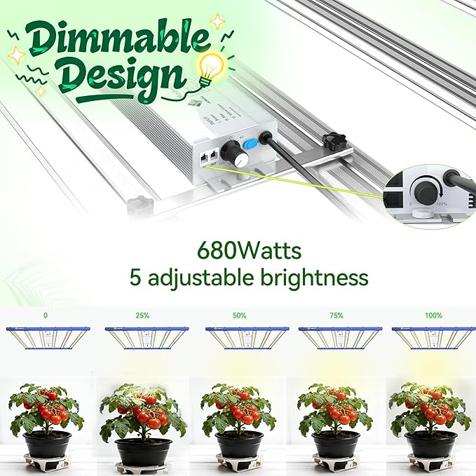 FARMLITE Grow Light 680Watts Grow Lights for Indoor Plants Full Spectrum LED Bar Growing Light Plant Hanging Growing Lamps Seedling Daisy Chain Dimmable Board 5x5ft Coverage