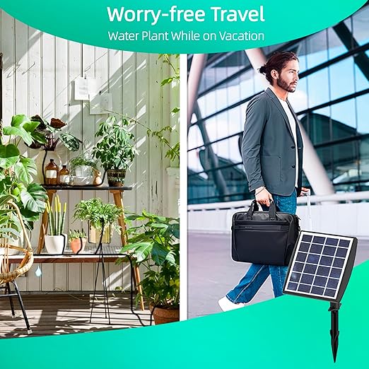 Solar Powered Drip Irrigation System OHYEAHSPIN Solar Automatic Garden Watering Outdoor Greenhouse Accessories Supported 15 Pots Plants &amp 6 Timer Modes