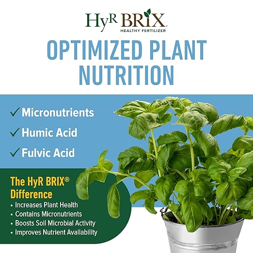 HyR BRIX All-Purpose Liquid 4-3-3 Fertilizer 1 Gallon - Fast-Acting Plant Food with Micronutrients Humic &amp Fulvic Acids - Ideal for Vegetables Flowers Fruits &amp Houseplants