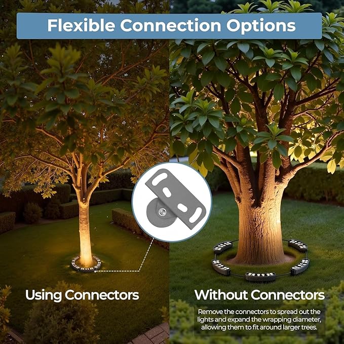 Gardencoin Outdoor Ring Tree Lights 72W LED Landscape Uplighting for Trees 3000K Warm White Low Voltage IP65 Waterproof 15.35 Inner Diameter DC24V Driver Included 10080 Lumens Set of 6