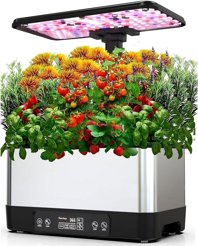 Hydroponic TowerHydroponics Growing System8 Pods Indoor Herb Garden KitSmart Garden Plant Germination Kit with LED Grow Light2.5L Water TankAPP &amp WiFi ControlledHeight Adjustable