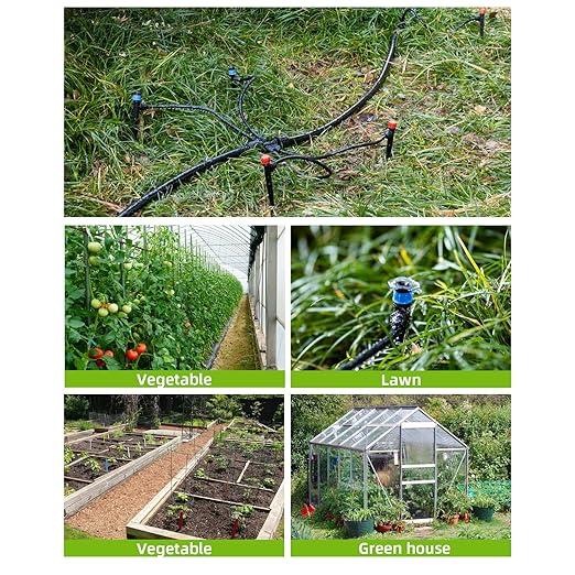 100Ft Drip Irrigation System Kit with Watering Kit Locked Fittings 360 Degree Micro Drip Sprayer Automatic Irrigation Equipment for Small Farm Raised Bed 1/4 Inch 5/16 Inch Irrigation Tubing Hose