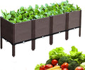 Eapmic 4Pcs Raised Garden Bed Kit Elevated Planter Indoor Outdoor Brown Grow Box Stand for Backyard Patio Natural Vegetable Flower Herb Succulents Gardening (61 H X 15 W X 21 L)
