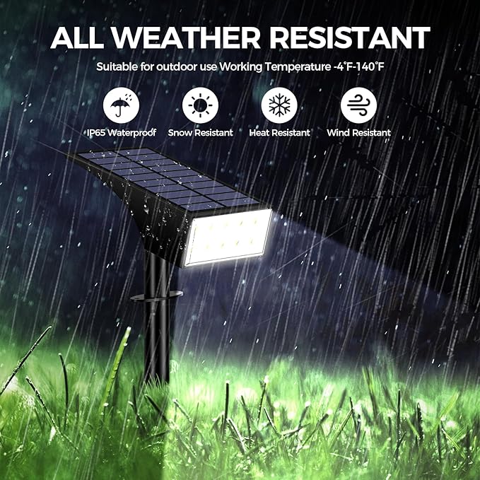 14 Pack Solar Landscape Spotlights Warm &amp Cool White 800 Lumen Black Modern Style Waterproof Outdoor Use