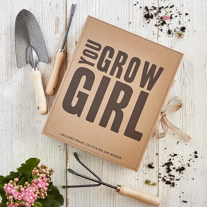Santa Barbara Design Studio Garden Tool Set - Gift Boxed Steel Spade Cultivator &amp Weeder Gardening Essentials 3-Pieces You Grow Girl
