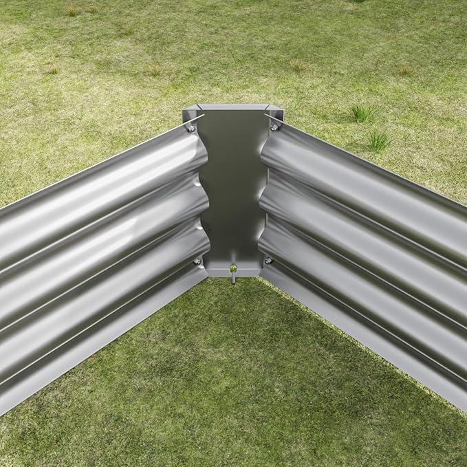 7.6x3.7x0.98FT Metal Raised Bed for Outdoor Flower Planters Vegetables Herb Galvanized Raised Garden Bed Kit Rectangular Large Metal Deep Root Planters with An Open Bottom (Silver with 8x4x1ft)