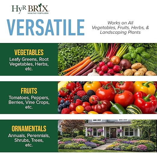 HyR BRIX All-Purpose Liquid 4-3-3 Fertilizer 32oz Bottle - Fast-Acting Plant Food with Micronutrients Humic &amp Fulvic Acids - Ideal for Vegetables Flowers Fruits &amp Houseplants