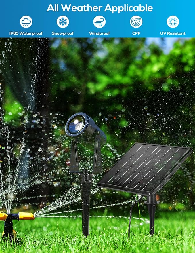 ZYAN Solar Landscape Spotlights Separate Monocrystalline Panels &amp USB-C Powered 5400mAh Auto On Off Dusk to Dawn Outdoor IP65 Waterproof Warm White for Yard Path Patio (100 Lumens × 4 Pack)