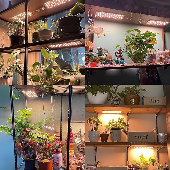 Grow Light 3-Pack 20W Ultra-Thin LED Grow Lights for Indoor Plants Full Spectrum 6/12/16H Timer Plant Light 132 LEDs Under Cabinet Plant Growing Lamp Strip for Seedlings Veg Flowers
