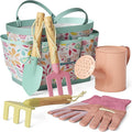 Gardening Set Tool Kit for Kids STEM Includes Tote Bag Spade Watering Can Rake Fork Trowel and Gloves Fruity