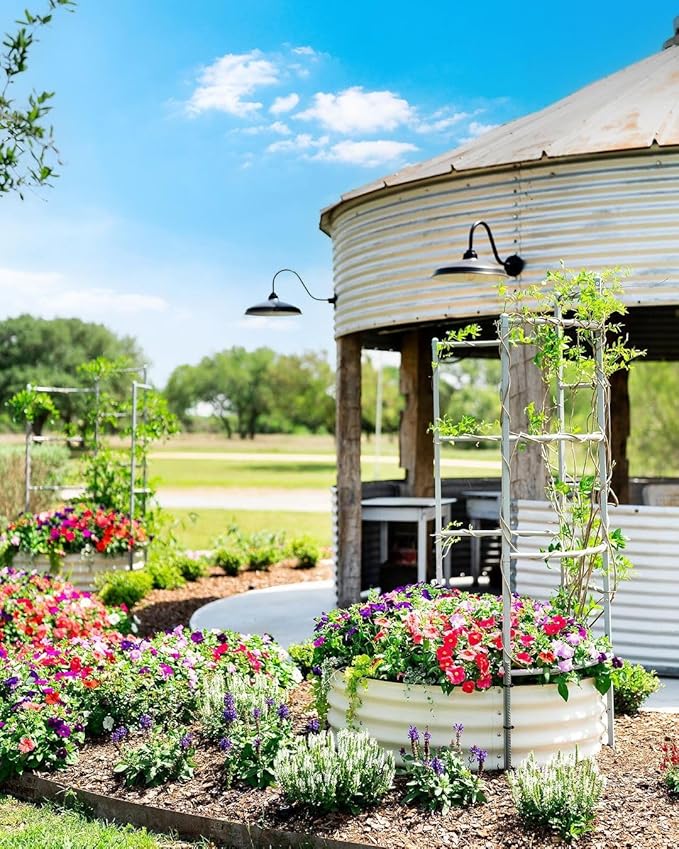 Vego garden 11 Tall 42 Round Raised Garden Bed Metal Raised Bed Planter Box for Vegetables Flowers Patio Pearl White