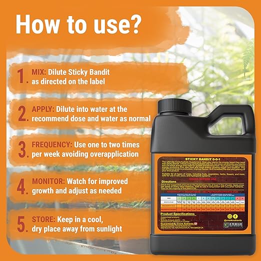 Cronk Nutrients Sticky Bandit Plant Food Carbohydrate – Boost Plants Flavour and Resin Production – Suitable for Soil Soilless and Hydroponic – Increase Aroma and Taste 1L