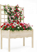 Wood Raised Garden Bed with Trellis 47x23x63in Elevated Planter Box with Legs for Climbing Plants Vegetables Solid Fir Deep Planter 386lb Capacity for Outdoor Backyard Patio