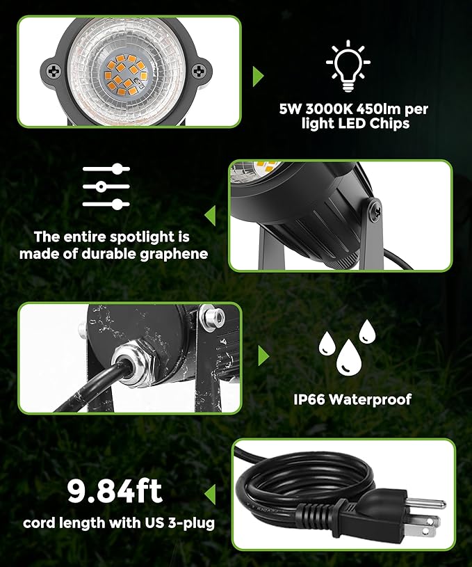 L LOHAS LED Large Size Dusk to Dawn Outdoor Light Fixture+LOHAS Landscape Spot Lights Outdoor