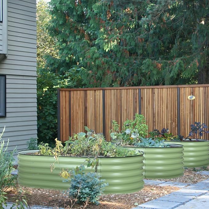 BPS 4-in-1 Metal Raised Garden Bed 5x2 FT Galvanized Planter Raised Beds for Vegetables Flowers 17 Extra Tall
