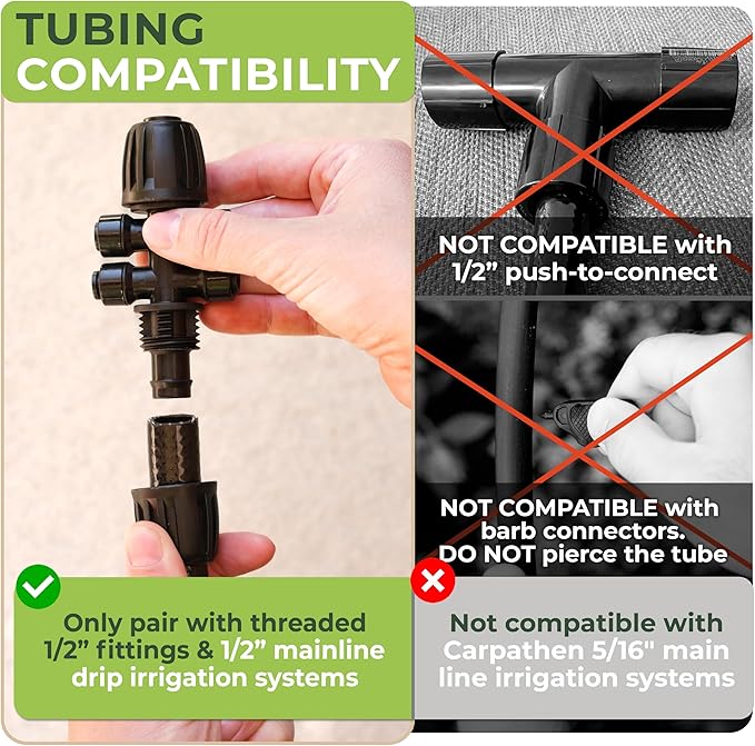 Carpathen 50 FT 1/2 Irrigation Tubing Mainline - Drip Irrigation Tubing Perfect for Push-To-Connect Garden Irrigation System or as Blank Distribution Hose with 4 Connectors Included
