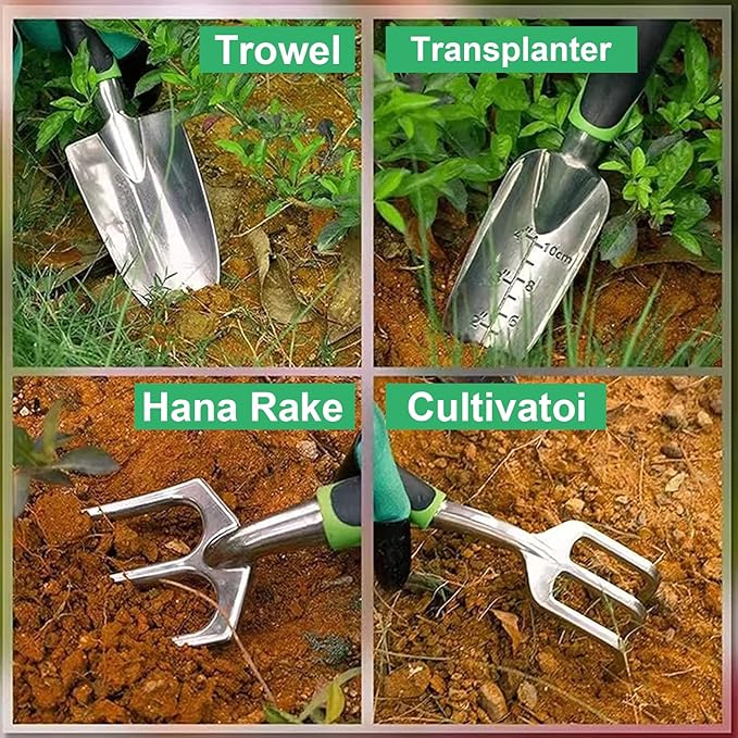 Garden Tool Set 11 Pcs Gardening Hand Tools Heavy Duty Stainless Steel Garden Supplies with Repotting Mat for Planting Kit with Gift Box Gardening Gifts for Women Men Mom