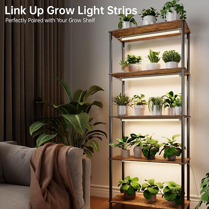 Bstrip Grow Light 2FT 48W (2 X 24W) Plant Light with Timer Full Spectrum with 660nm Red LEDs Linkable Design 3686K T8 Grow Lights for Indoor Plants Greenhouse Seeding 2-Pack