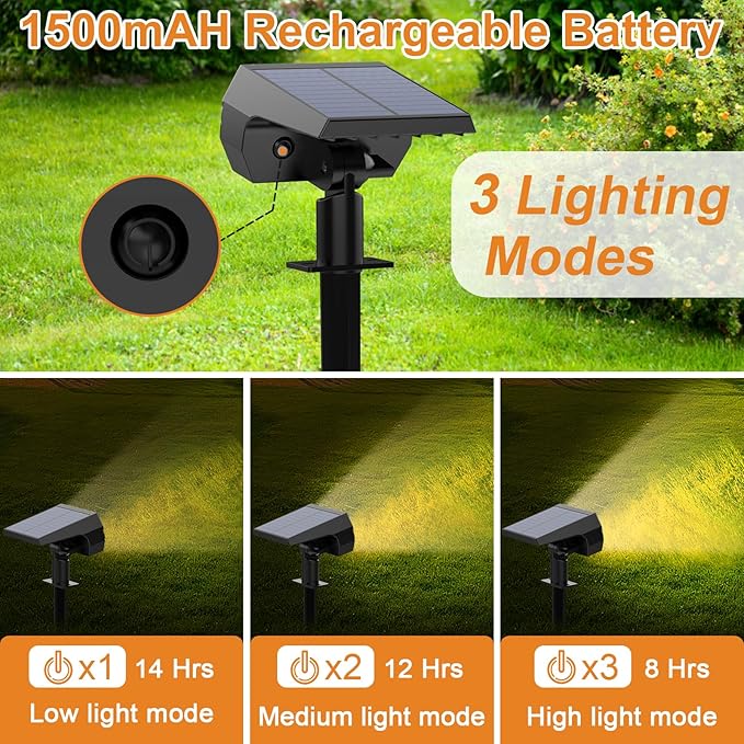WELALO 6 Pack/65 LED/3 Modes Solar Color Changing Spot Lights Outdoor 3 Modes/4 Pack/188 LED Solar Motion Sensor Lights Outdoor