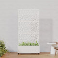 Casaphoria Metal Raised Garden Bed with Trellis and Wheels 72x35x16 Planter Box for Climbing Plants Vegetables &amp Vines Features Drainage Holes and Privacy Screen White-Net