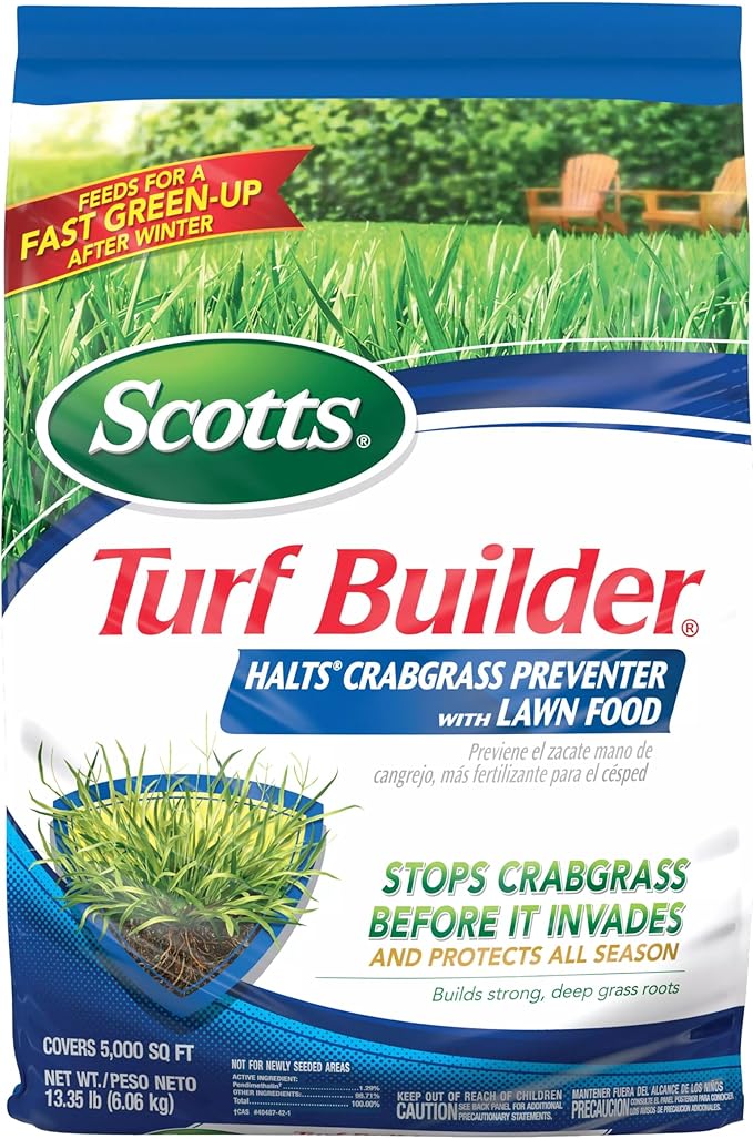 Scotts Turf Builder Halts Crabgrass Preventer with Lawn Food - Pre-Emergent Weed Killer Lawn Fertilizer 5000 sq. ft. 13.35 lbs. (2-Pack)