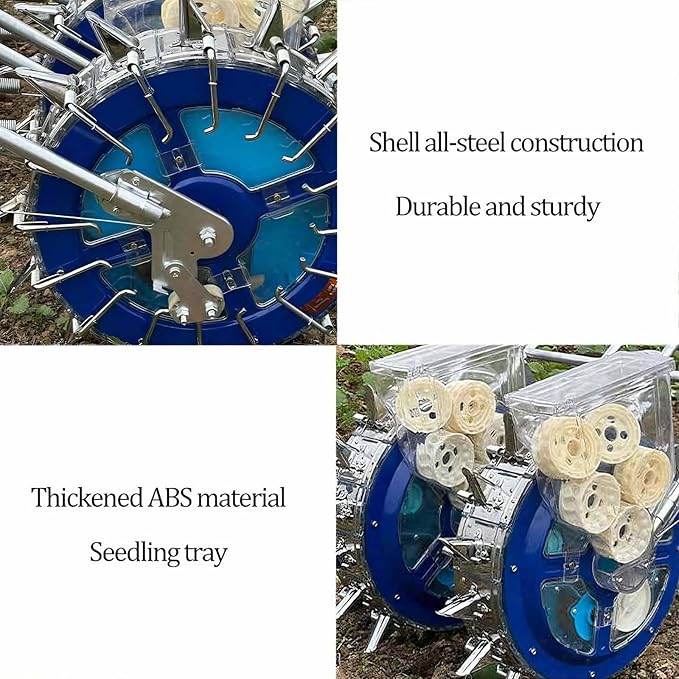 Double Wheels Push Garden Seeder Metal Precision Hand-Push Seeder Manual Roller Seeding Machine Row Planter and Fertilizer Applicator for Terraced Farm Garden(10 Nozzles)