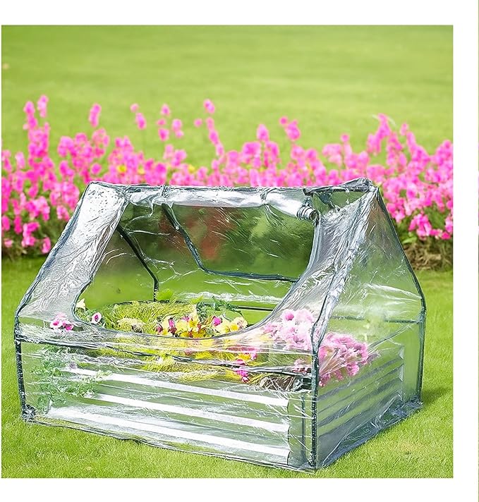 Sunvara Galvanized Raised Garden Bed with Cover 4x3x1ft Large with Gloves