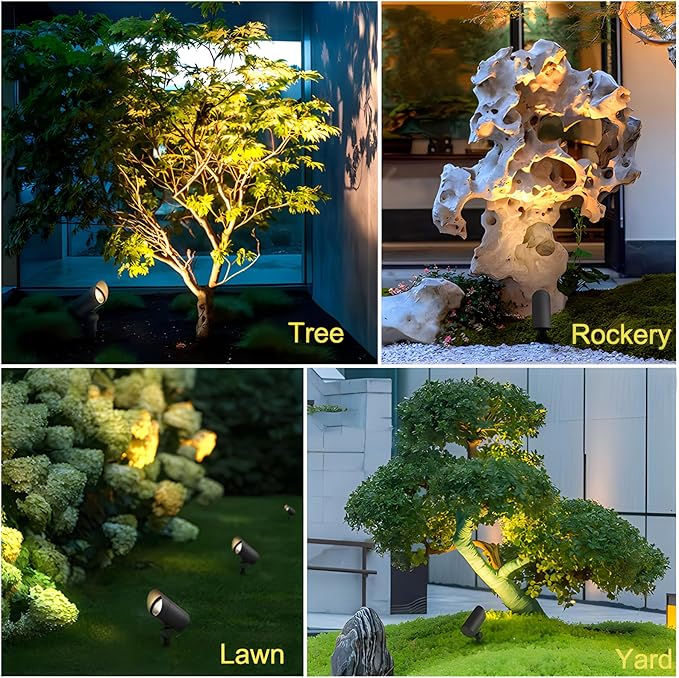 Landscape Spotlight Outdoor 30W Ultra Bright LED Spot Lights Outdoor 120V Waterproof Spot Lights Warm White Landscape Lighting with 5FT Cord with Plug for Flag Pole Tree Yard Garden (4Pack)