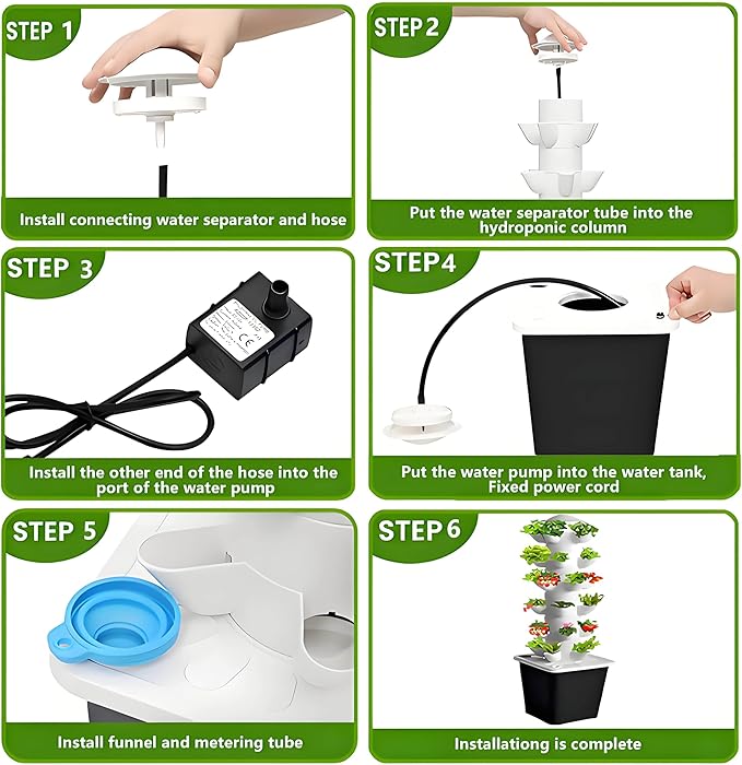 Hydroponic Tower Garden Hydroponic Planting System Indoor Hydroponic Planting System - 30-Plant Vertical Hydroponic Tower Silent Water Pump Herb Planting Kit 5layers15holes