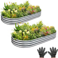Garden 2Pcs 4x2x1ft Galvanized Raised Garden Bed Kit - Metal Planter Boxes for Vegetables/Herbs/Flowers Heavy-Duty Steel Outdoor Garden Box with Reinforced Edges