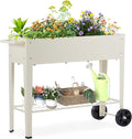 DDK Outdoor Heavy Duty Metal Raised Garden Bed with Legs (Milk White)
