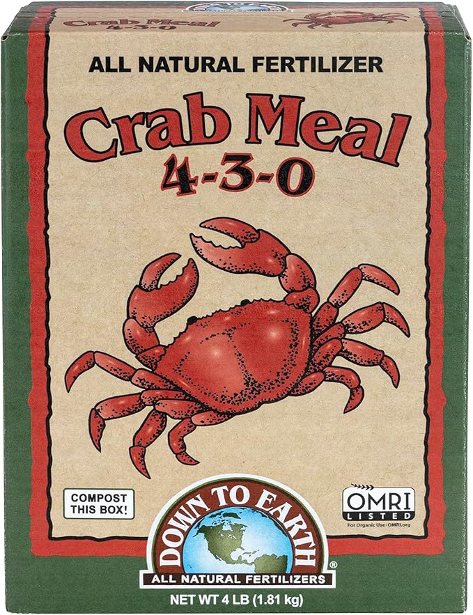 Down To Earth All Natural Fertilizers Organic Crab Meal - Plant Food for Vegetable Gardens and Flower Beds 4-3-0 4 lb