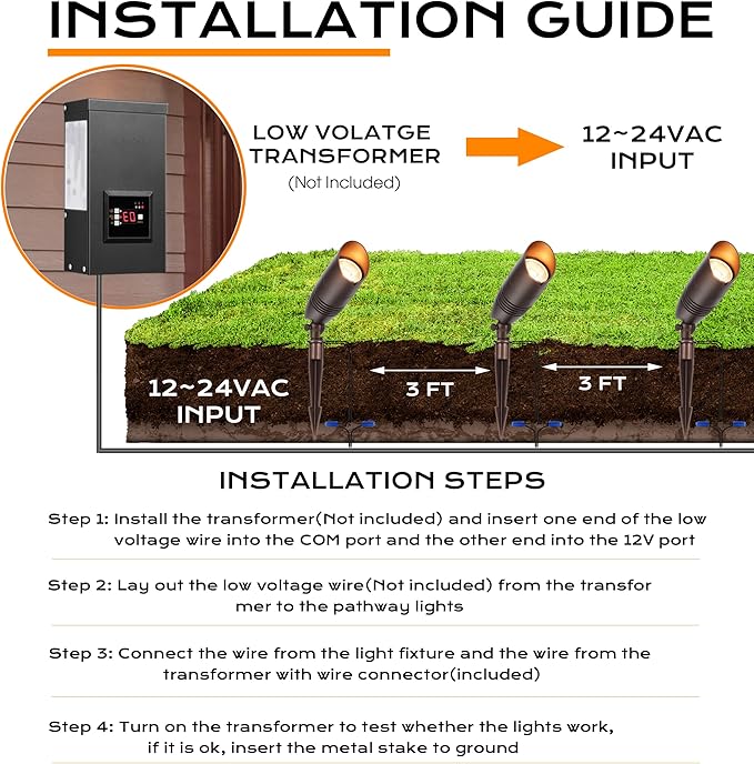 CLOUDY BAY 9W 5CCT LED Landscape Lighting Low Voltage (AC/DC 12V) Outdoor Spotlights with Spike StandWaterproof Pathway Lights2200K/2700K/3000K/4000K/5000K SelectablePack of 4Bronze