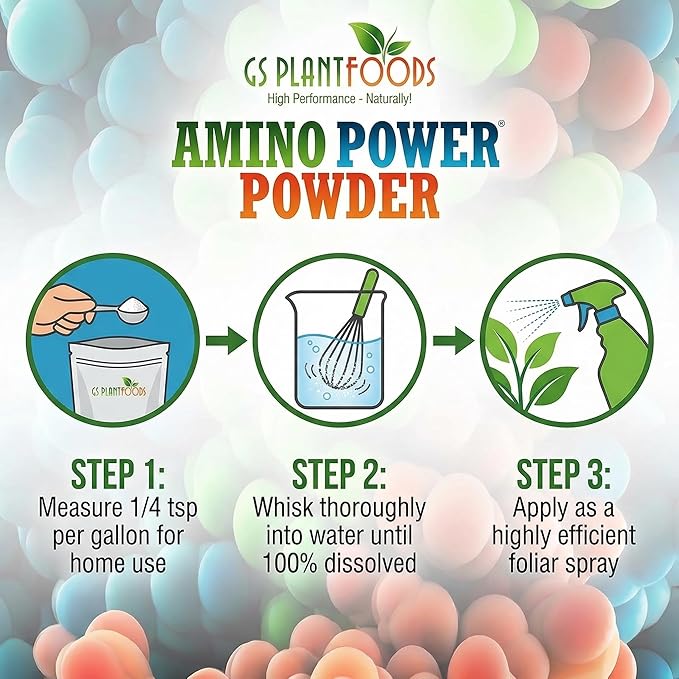 Amino Power Powder Nitrogen Fertilizer - Plant Based High Nitrogen Fertilizer for Plants - All Natural Nitrogen Source and chelating Agent - Suitable for Turf Vegetables Fruits &amp Berries