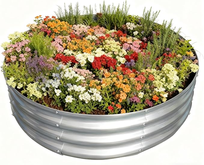 3FTx3FTx1FT Galvanized Raised Garden Bed Planter Raised Garden Beds Outdoor Round Raised Garden Beds for Gardening Vegetables