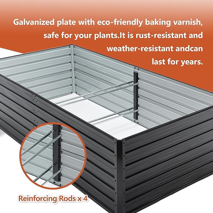 2 Pack Galvanized Raised Garden Bed Kit Outdoor 8x4x2 FT Metal Planter Boxes Set Large Rectangle Planters Garden Vegetable &amp Flower Beds for Herbs Fruits Planting Backyard Patio