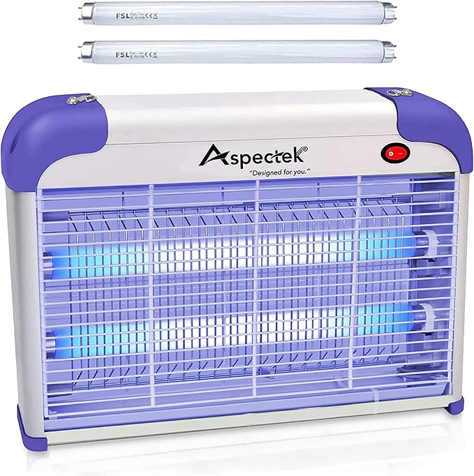 ASPECTEK 20W Indoor Bug Zapper Insect Killer Powerful UV Lamp Attracts Flying Insects Like Mosquito Fungus Gnat Moth 2800V Includes 2 Replacement Bulbs