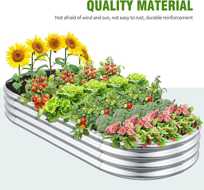 Galvanized Steel Raised Garden Bed Extra Large Outdoor Planter Box for Vegetables &amp Herbs Rust-Resistant and Easy to Clean DIY Garden Box (2 9 x 3 x 1 FT)