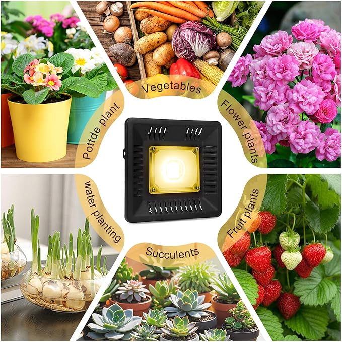 CANAGROW Waterproof Plant Light Outdoor Grow Light Sunlike Full Spectrum LED Grow Lamp Refugium Light for Saltwater Aquarium Without Noise Heating Lamps for Plants Seeding Veg Blooming Fruiting