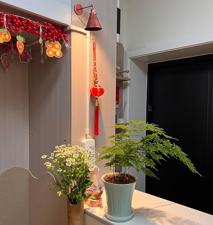 Hook Mounted Plant Light Full Spectrum 4500K 10W Adjusted Angle &amp Light Beam Range 15-60 Degree Vintage Rust Wall Lamp for Indoor Plants Flowers Growing