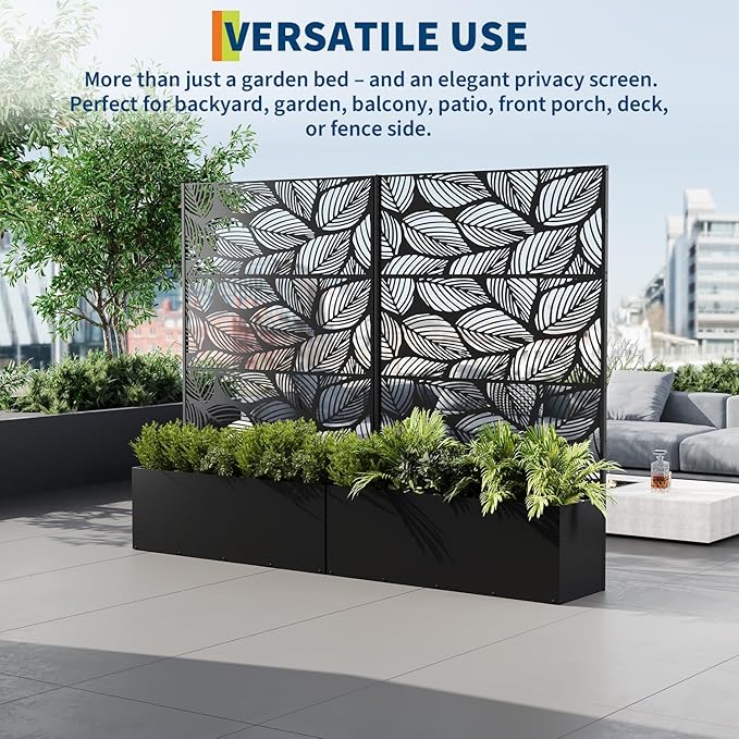 Galvanized Metal Planter Box with Trellis 47X16X71 Raised Garden Bed (with/Without Wheels) Privacy Screen for Climbing Plants Veggies &amp Vines Patio Planter with Drainage Holes 16 Deep