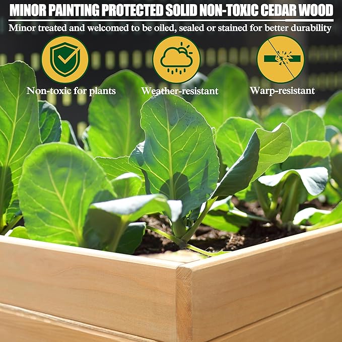 VEIKOU Raised Garden Bed 6 x 3 x 2FT Raised Garden Beds Outdoor with 6 Legs Detachable Liner Garden Bed for Backyard Patio Balcony 837lbs Capacity Natural Wood