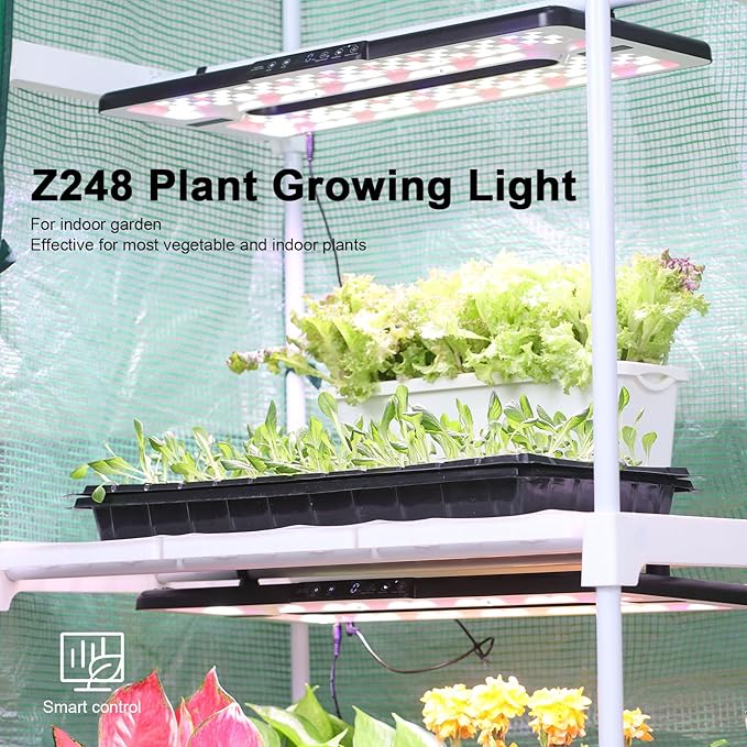 22 x 10 Grow Lights for Indoor Plants and Vegetables Full Spectrum LED Growing Lamp for Indoor Garden Greenhouse - Features Two Smart Light Mode 12~23H Timer - 1 Pack (1 Pack Black)